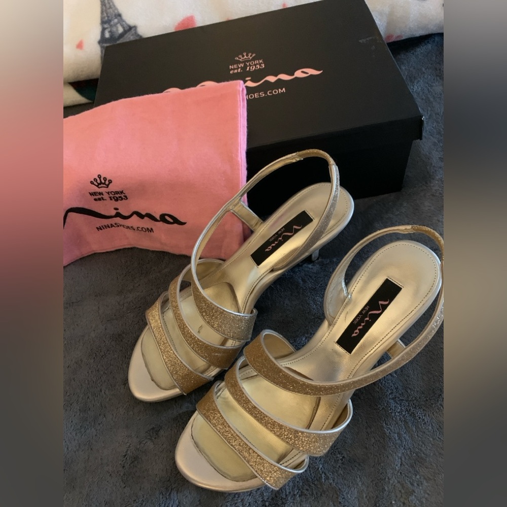 Nina Gold Strappy Prom Shoes